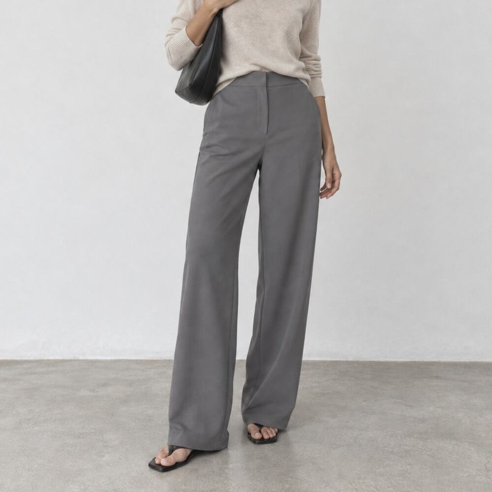 Aritzia Wilfred The Limitless Pant Wider Crepette Womens 6 Gray High-rise Full
